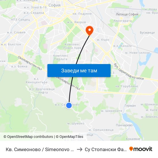 Кв. Симеоново / Simeonovo Qr. (0901) to Су Стопански Факултет map