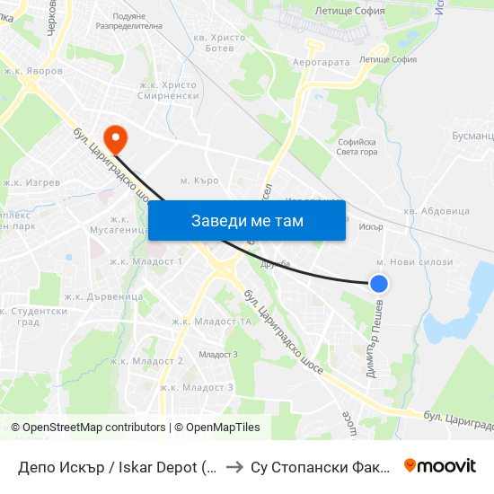 Депо Искър / Iskar Depot (0515) to Су Стопански Факултет map