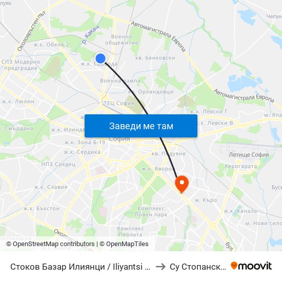 Стоков Базар Илиянци / Iliyantsi Commodity Market (0491) to Су Стопански Факултет map