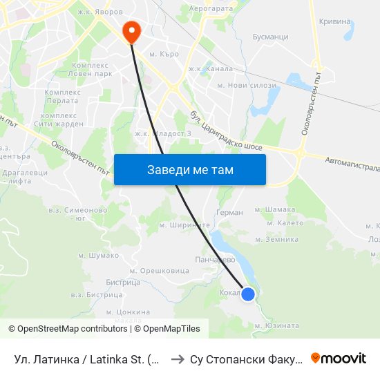 Ул. Латинка / Latinka St. (2020) to Су Стопански Факултет map