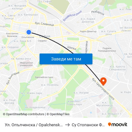 Ул. Опълченска / Opalchenska St. (2083) to Су Стопански Факултет map