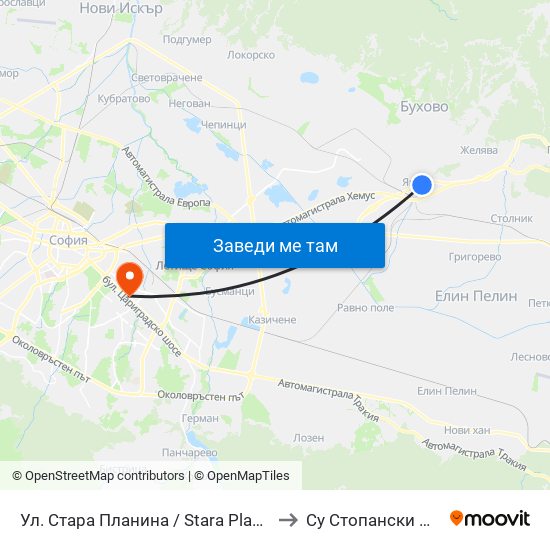 Ул. Стара Планина / Stara Planina St. (2184) to Су Стопански Факултет map