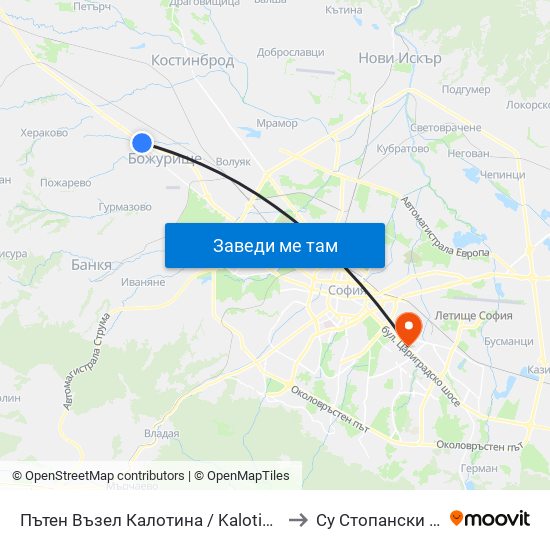 Пътен Възел Калотина / Kalotina Junction (2603) to Су Стопански Факултет map