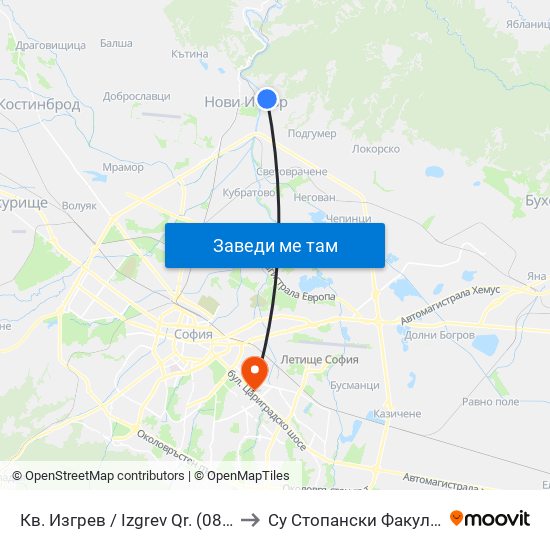Кв. Изгрев / Izgrev Qr. (0841) to Су Стопански Факултет map