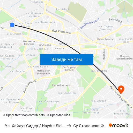 Ул. Хайдут Сидер / Haydut Sider St. (2226) to Су Стопански Факултет map