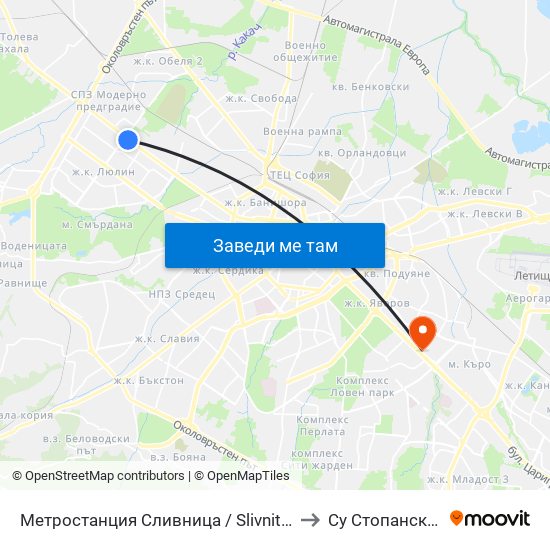 Метростанция Сливница / Slivnitsa Metro Station (1060) to Су Стопански Факултет map