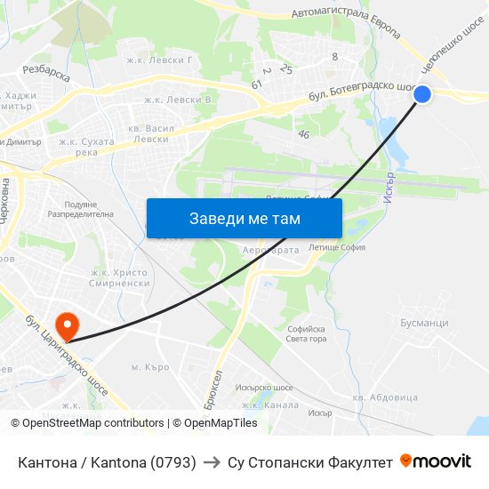 Кантона / Kantona (0793) to Су Стопански Факултет map