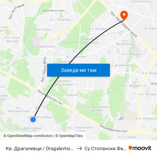 Кв. Драгалевци / Dragalevtsi Qr. (0835) to Су Стопански Факултет map