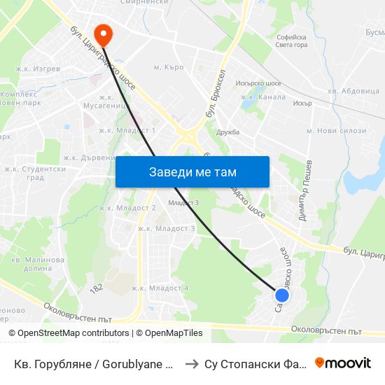 Кв. Горубляне / Gorublyane Qr. (0830) to Су Стопански Факултет map