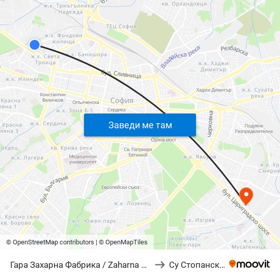 Гара Захарна Фабрика / Zaharna Fabrika Train Station (0451) to Су Стопански Факултет map