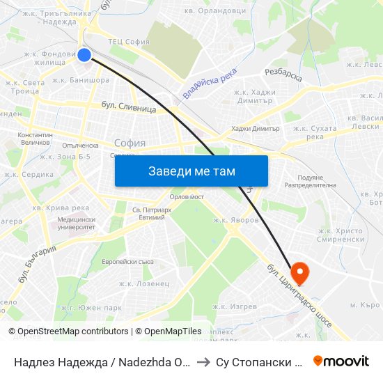 Надлез Надежда / Nadezhda Overpass (1113) to Су Стопански Факултет map