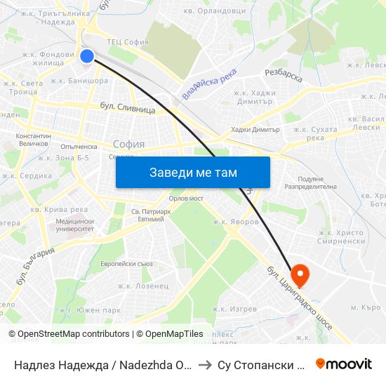 Надлез Надежда / Nadezhda Overpass (1114) to Су Стопански Факултет map