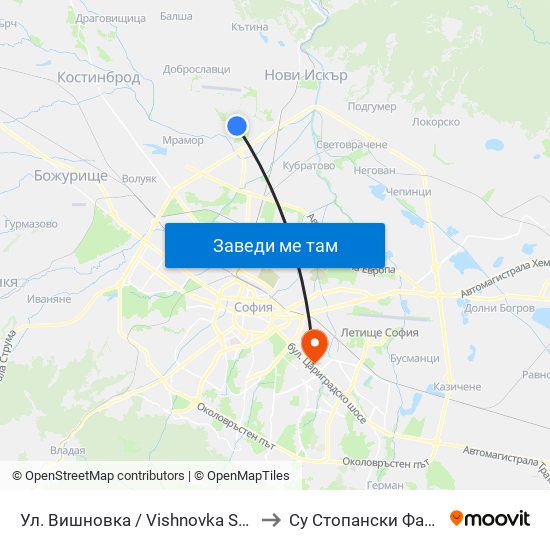 Ул. Вишновка / Vishnovka St. (2631) to Су Стопански Факултет map