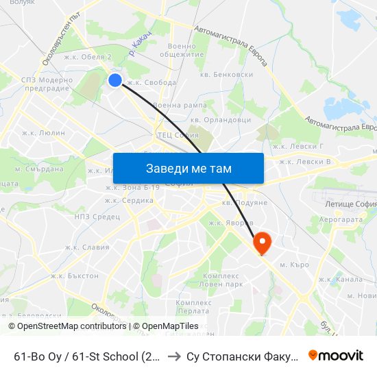 61-Во Оу / 61-St School (2278) to Су Стопански Факултет map