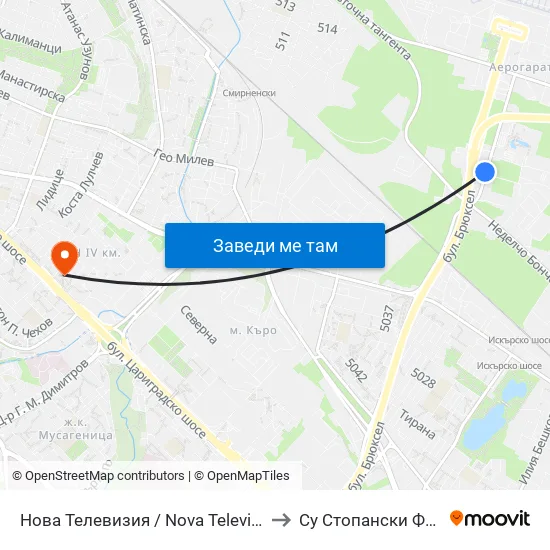 Нова Телевизия / Nova Television (2474) to Су Стопански Факултет map