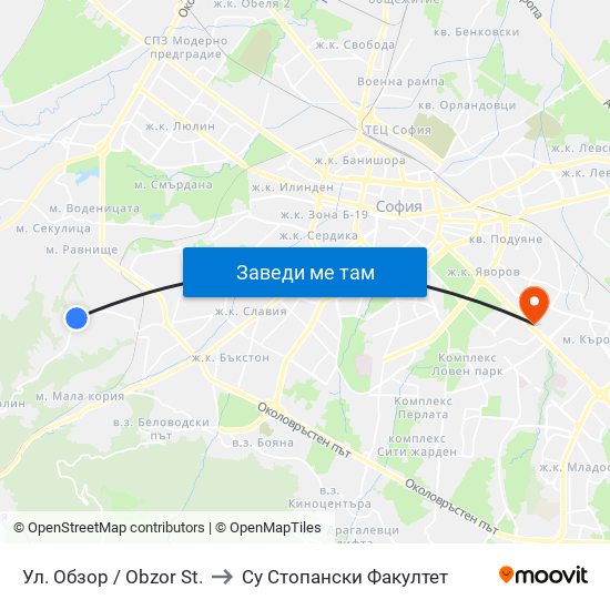 Ул. Обзор / Obzor St. to Су Стопански Факултет map