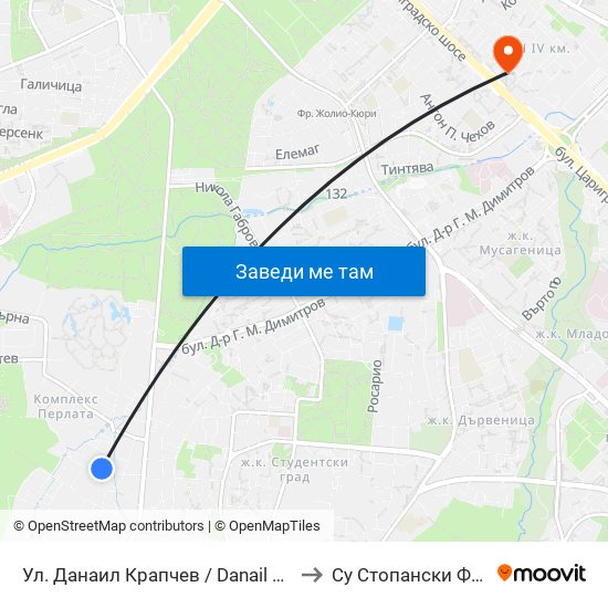 Ул. Данаил Крапчев / Danail Krapchev St. to Су Стопански Факултет map