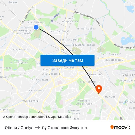 Обеля / Obelya to Су Стопански Факултет map