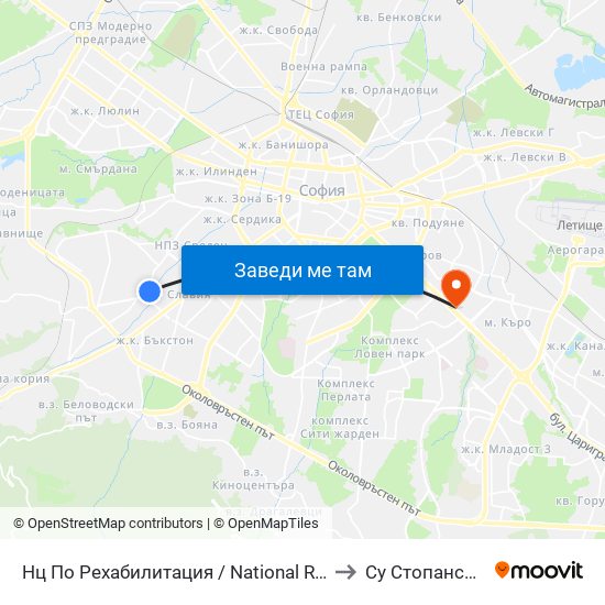 Нц По Рехабилитация / National Rehabilitation Centre (0094) to Су Стопански Факултет map
