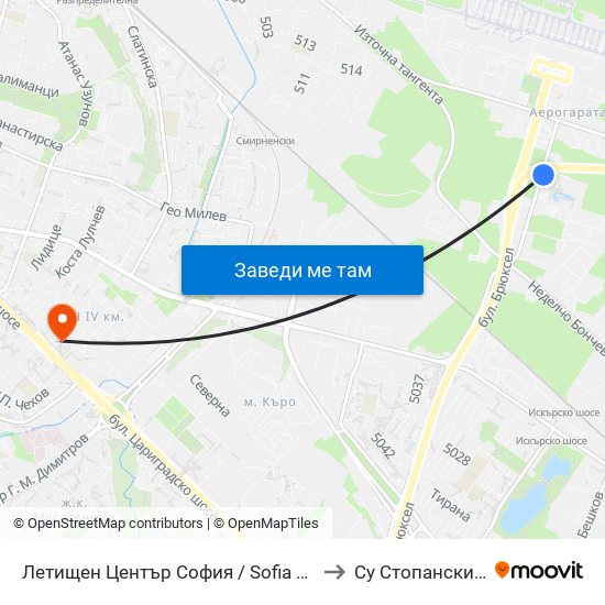 Летищен Център София / Sofia Airport Center (2797) to Су Стопански Факултет map