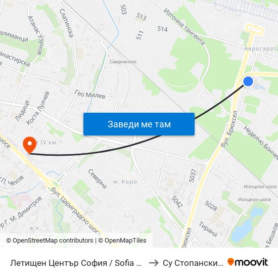 Летищен Център София / Sofia Airport Center (2798) to Су Стопански Факултет map