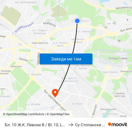 Бл. 10 Ж.К. Левски В / Bl. 10, Levski V Qr. (0127) to Су Стопански Факултет map