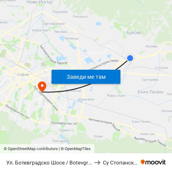 Ул. Ботевградско Шосе / Botevgradsko Shosse St. (2816) to Су Стопански Факултет map