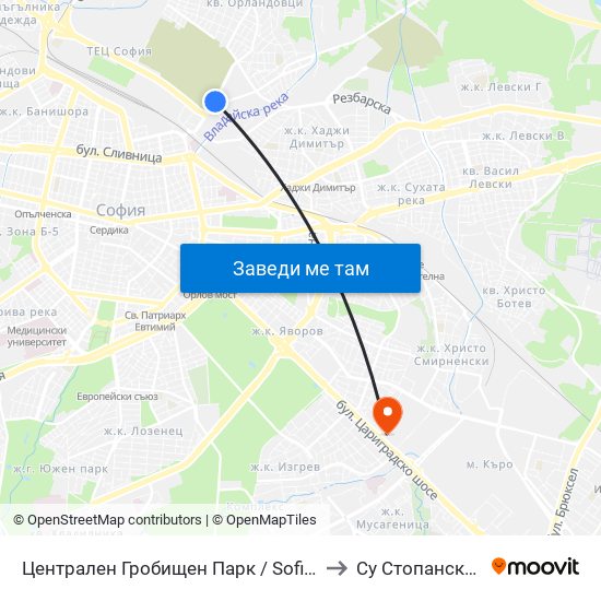 Централен Гробищен Парк / Sofia City Cemetery (2332) to Су Стопански Факултет map