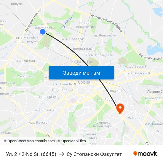 Ул. 2 / 2-Nd St. (6645) to Су Стопански Факултет map