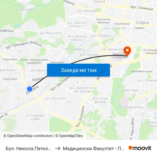 Бул. Никола Петков / Nikola Petkov Blvd. (0347) to Медицински Факултет - Предклиничен Университетски Център map