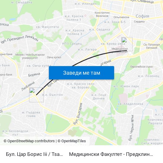 Бул. Цар Борис Ііі / Tsar Boris Ііі Blvd. (0391) to Медицински Факултет - Предклиничен Университетски Център map