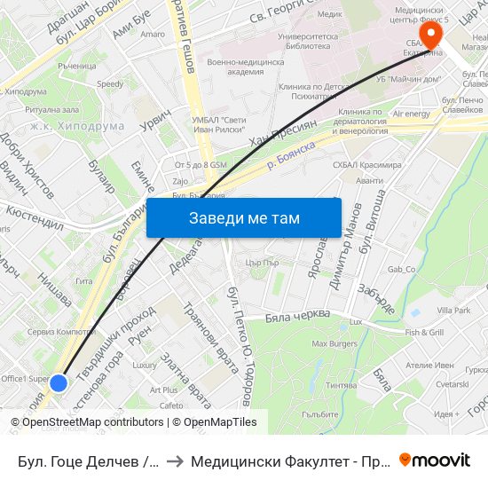 Бул. Гоце Делчев / Gotse Delchev Blvd. (0314) to Медицински Факултет - Предклиничен Университетски Център map