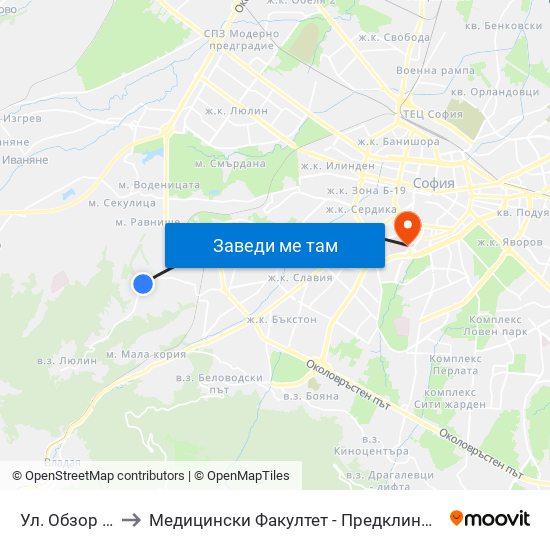 Ул. 746 / 746-Th St. to Медицински Факултет - Предклиничен Университетски Център map
