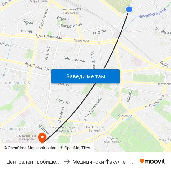Централен Гробищен Парк / Sofia City Cemetery (2333) to Медицински Факултет - Предклиничен Университетски Център map