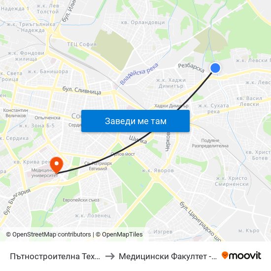 Пътностроителна Техника / Road Building Equipment (6333) to Медицински Факултет - Предклиничен Университетски Център map