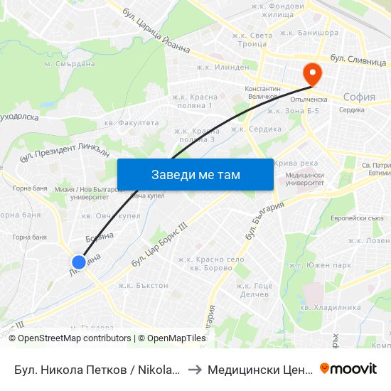 Бул. Никола Петков / Nikola Petkov Blvd. (0347) to Медицински Център Панацея map
