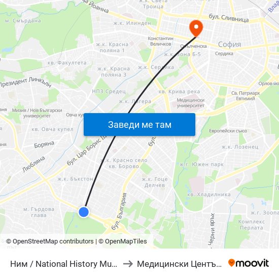 Ним / National History Museum (1464) to Медицински Център Панацея map