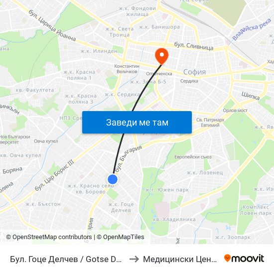 Бул. Гоце Делчев / Gotse Delchev Blvd. (0308) to Медицински Център Панацея map