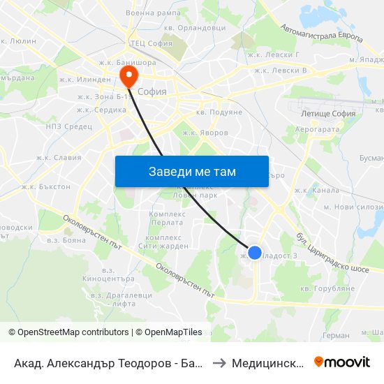 Акад. Александър Теодоров - Балан / Akademik Aleksandar Teodorov - Balan to Медицински Център Панацея map