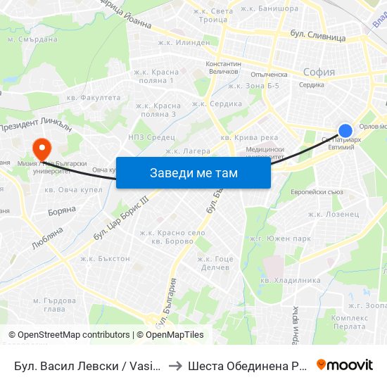 Бул. Васил Левски / Vasil Levski Blvd. (0299) to Шеста Обединена Районна Болница map