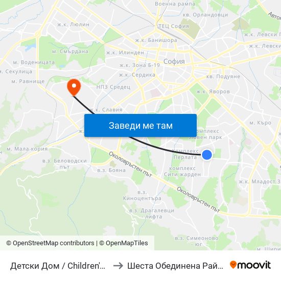 Детски Дом / Children's Home (0530) to Шеста Обединена Районна Болница map