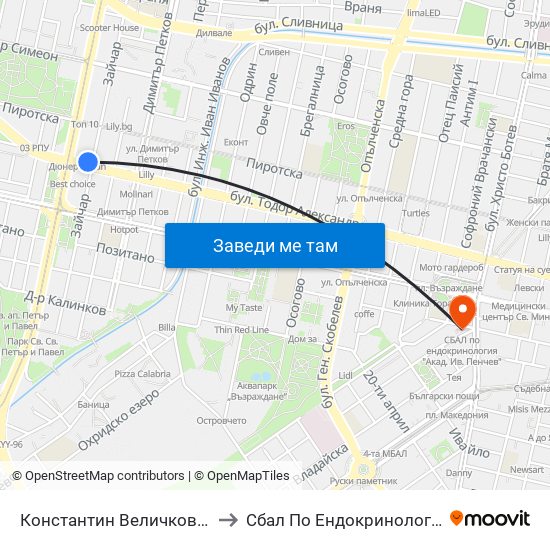 Константин Величков / Konstantin Velichkov to Сбал По Ендокринология ""Акад. Ив. Пенчев"" map