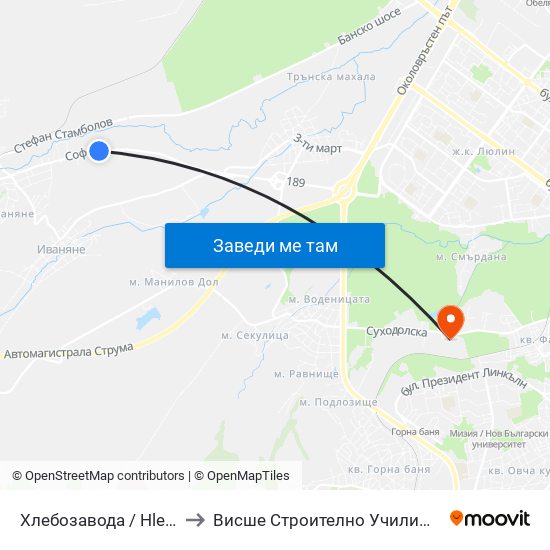 Хлебозавода / Hlebozavoda (2317) to Висше Строително Училище ""Любен Каравелов"" map