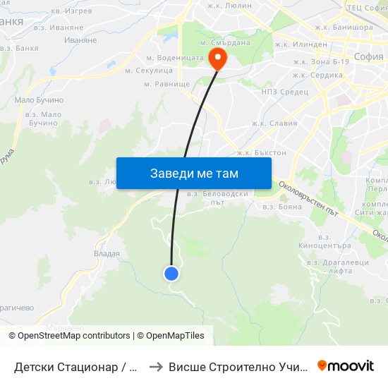 Детски Стационар / Children's Hospital (6065) to Висше Строително Училище ""Любен Каравелов"" map