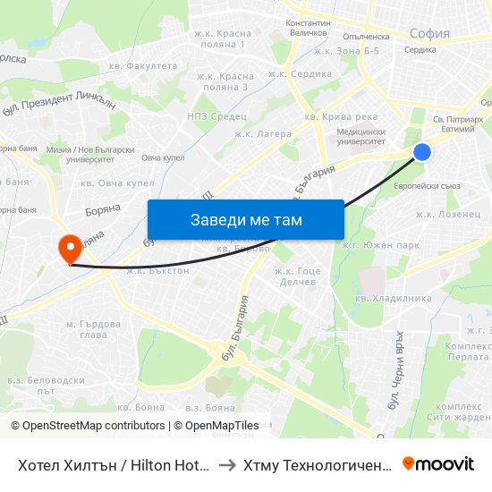 Хотел Хилтън / Hilton Hotel (0397) to Хтму Технологичен Колеж map