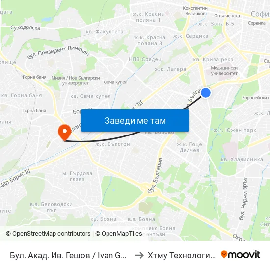 Ⓜ️ Бул. Акад. Ив. Гешов / Ivan Geshov Blvd. (0270) to Хтму Технологичен Колеж map