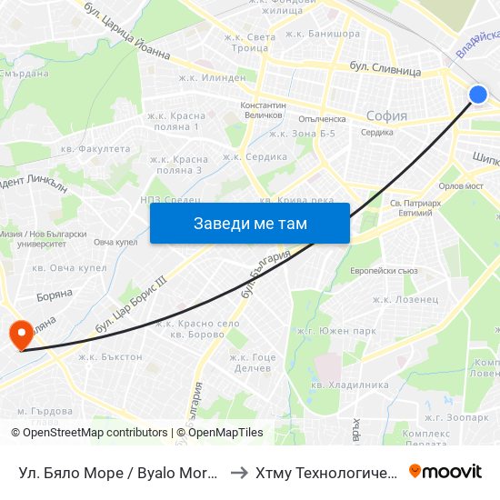 Ул. Бяло Море / Byalo More St. (1859) to Хтму Технологичен Колеж map