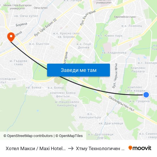 Хотел Макси / Maxi Hotel (2321) to Хтму Технологичен Колеж map