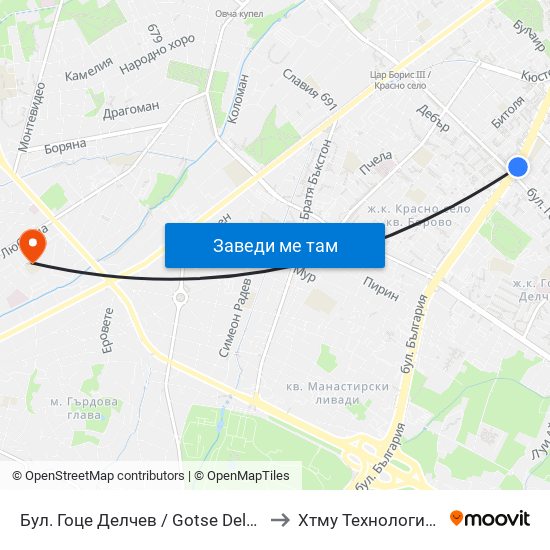 Бул. Гоце Делчев / Gotse Delchev Blvd. (0313) to Хтму Технологичен Колеж map
