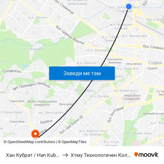 Хан Кубрат / Han Kubrat to Хтму Технологичен Колеж map